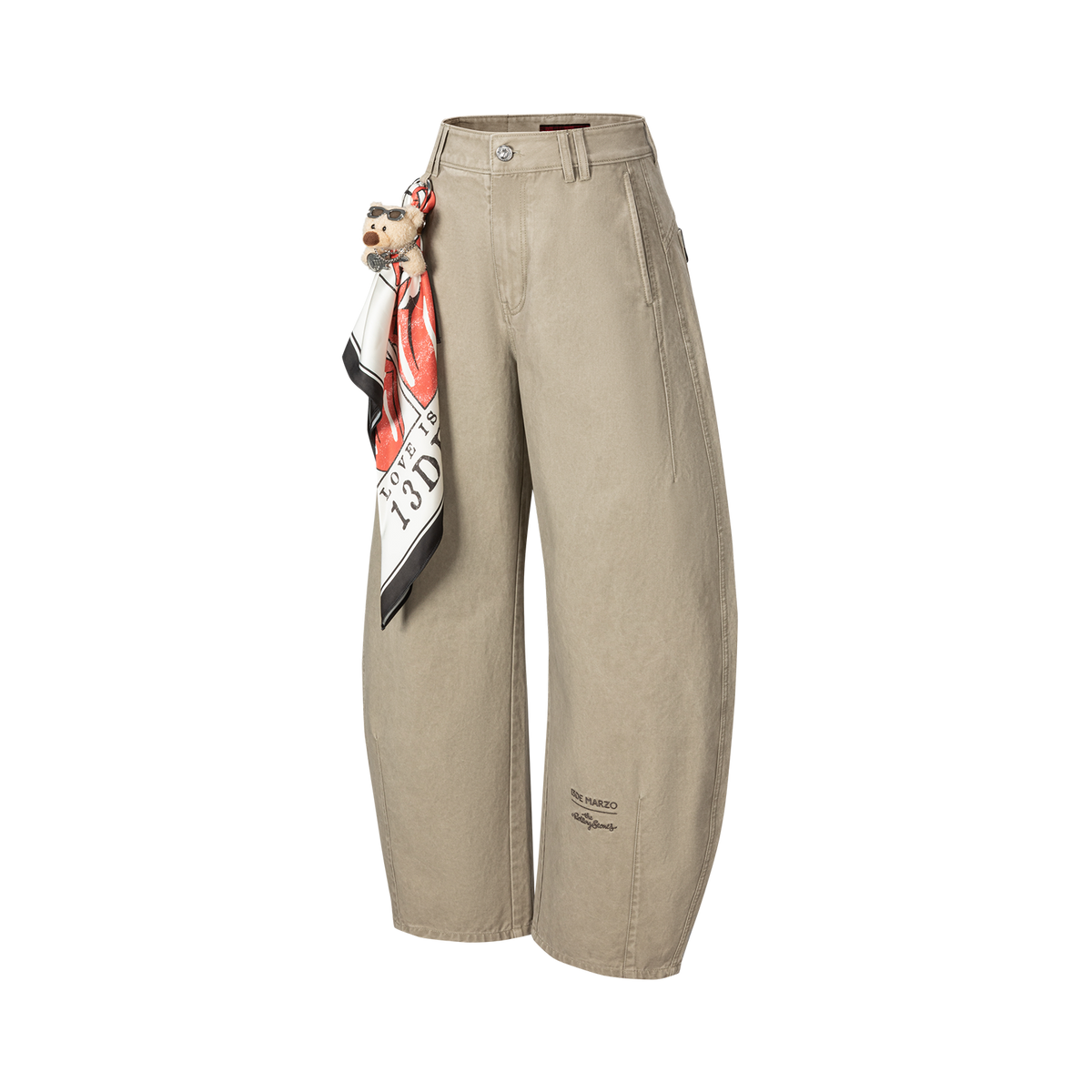 13DE MARZO Rolling Stones Print Scarf Pants Green