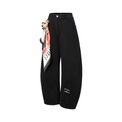 13DE MARZO Rolling Stones Print Scarf Pants Black