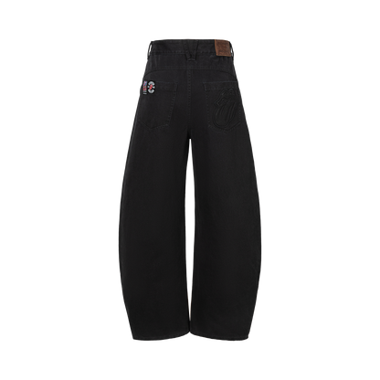 13DE MARZO Rolling Stones Print Scarf Pants Black