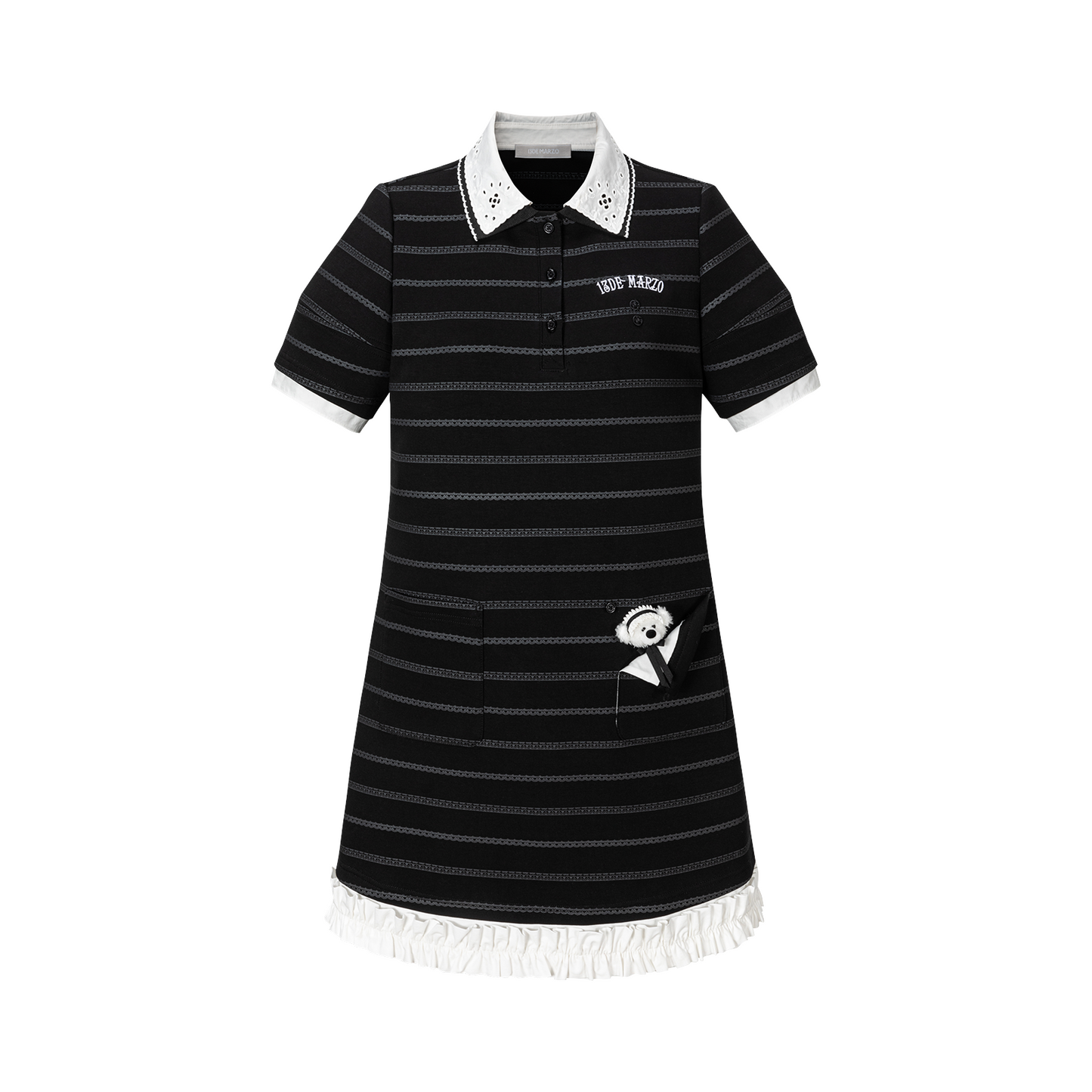 13DE MARZO Bear Color-Block Polo Dress