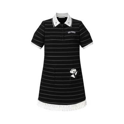 13DE MARZO Bear Color-Block Polo Dress