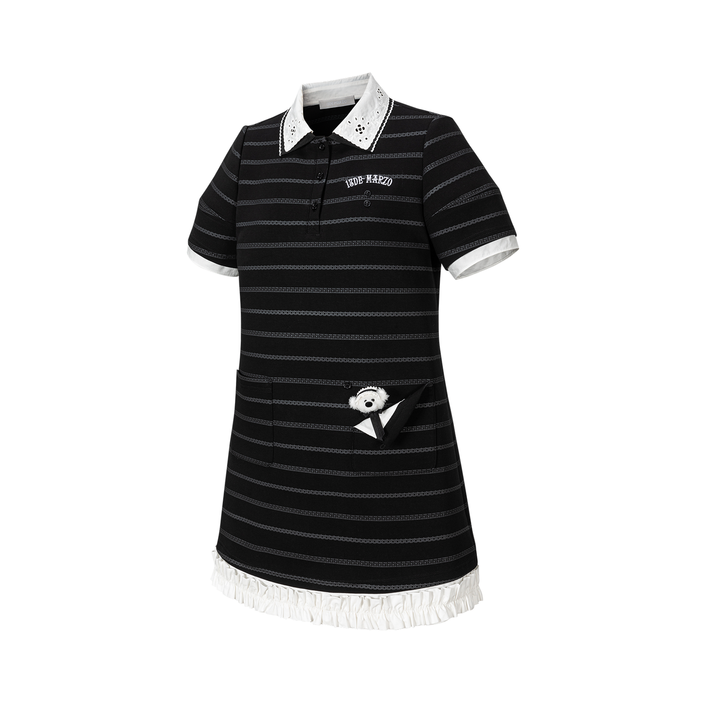 13DE MARZO Bear Color-Block Polo Dress