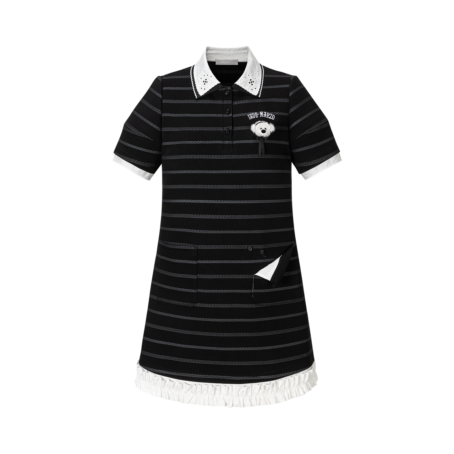 13DE MARZO Bear Color-Block Polo Dress