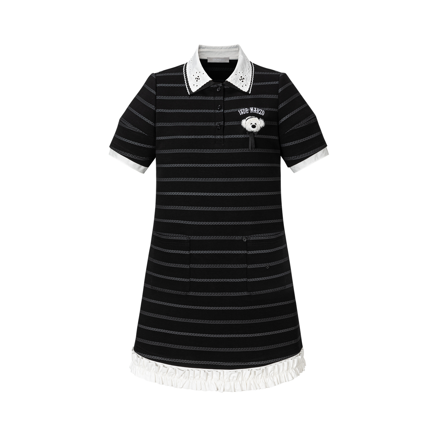13DE MARZO Bear Color-Block Polo Dress