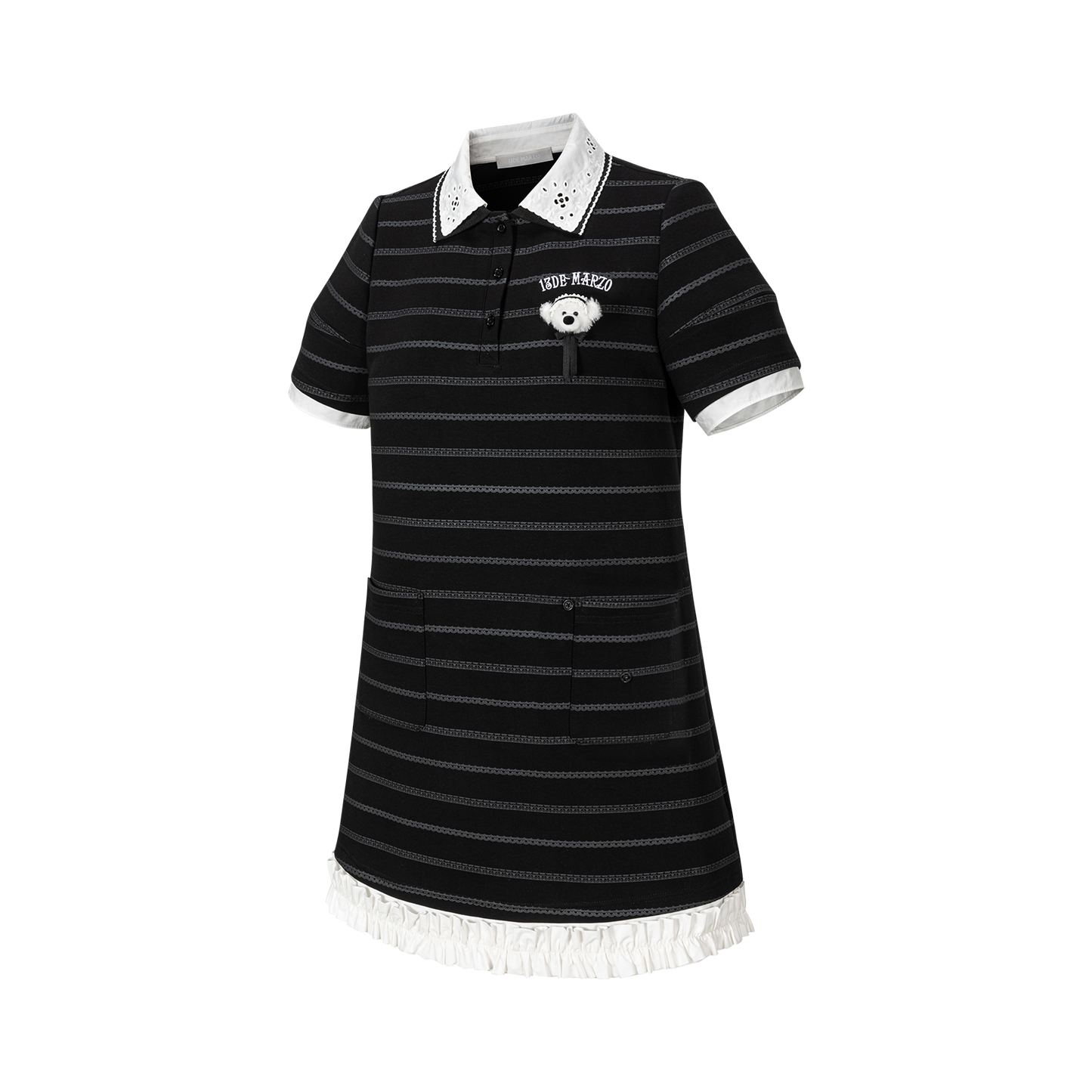13DE MARZO Bear Color-Block Polo Dress