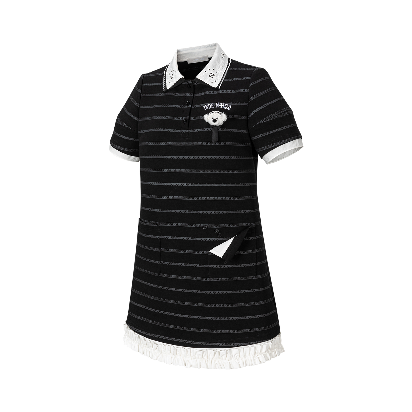 13DE MARZO Bear Color-Block Polo Dress