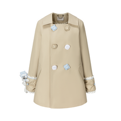 13DE MARZO Nighty Night Bear Trench Dress Khaki
