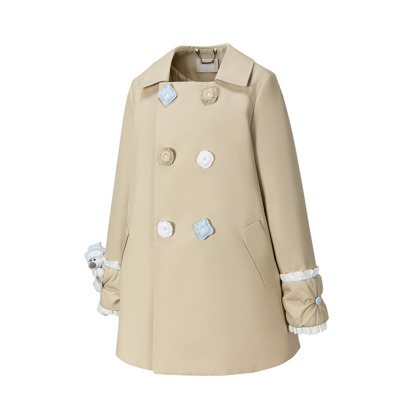 13DE MARZO Nighty Night Bear Trench Dress Khaki