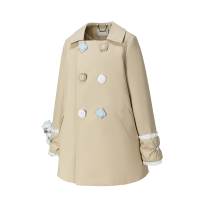 13DE MARZO Nighty Night Bear Trench Dress Khaki