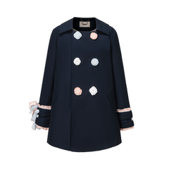 13DE MARZO Nighty Night Bear Trench Dress Navy Blue
