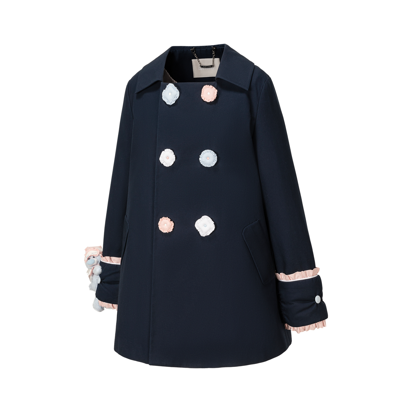 13DE MARZO Nighty Night Bear Trench Dress Navy Blue