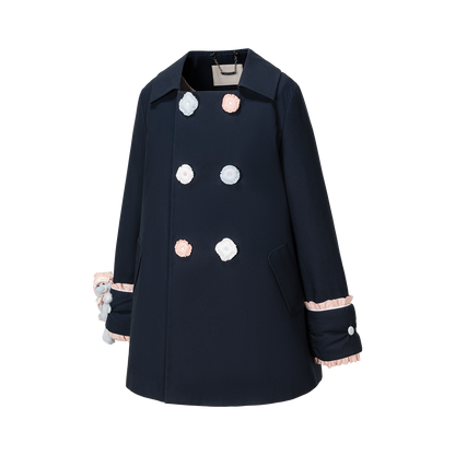 13DE MARZO Nighty Night Bear Trench Dress Navy Blue