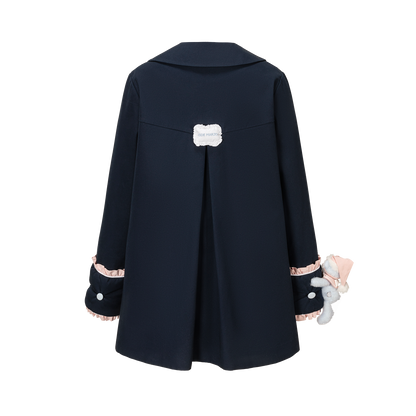13DE MARZO Nighty Night Bear Trench Dress Navy Blue
