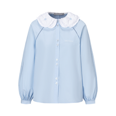 13DE MARZO Nighty Night Bear Double Collar Shirt Blue