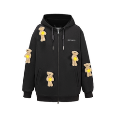 13DE MARZO Lumi Star Bear Zip Hoodie Dark Grey