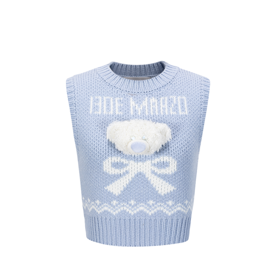 13DE MARZO Fair Isle Bear Knit Vest - 13DE MARZO