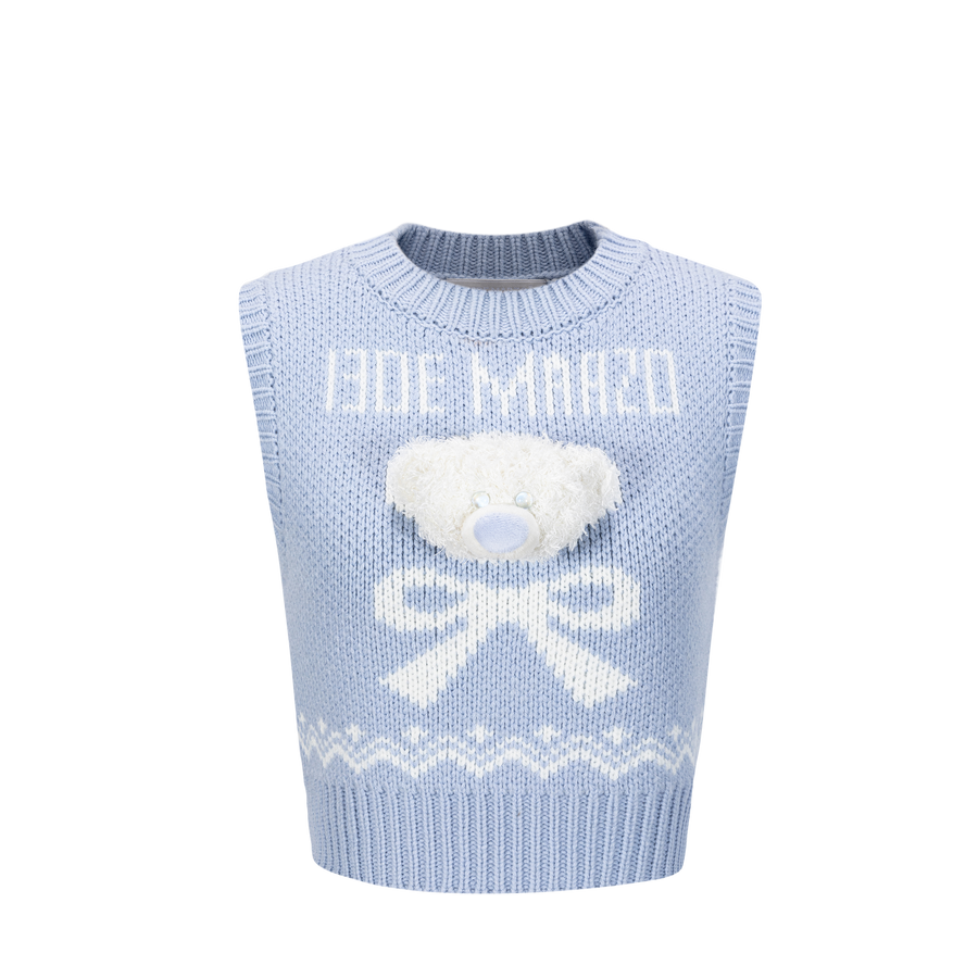 13DE MARZO Fair Isle Bear Knit Vest - 13DE MARZO