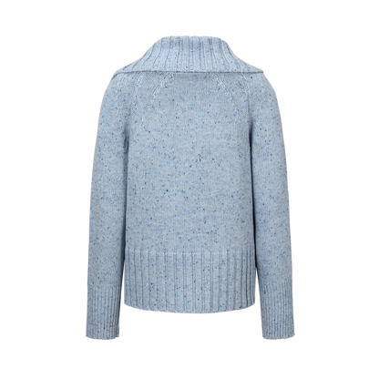 13DE MARZO Button Bear Slant Collar Sweater Blue