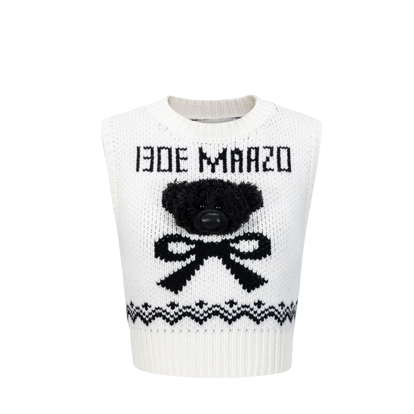 13DE MARZO Fair Isle Bear Knit Vest