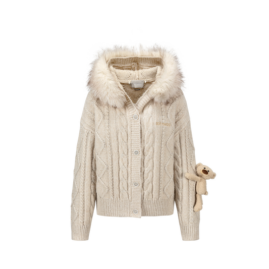 13DE MARZO Doozoo Hooded Cardigan Beige