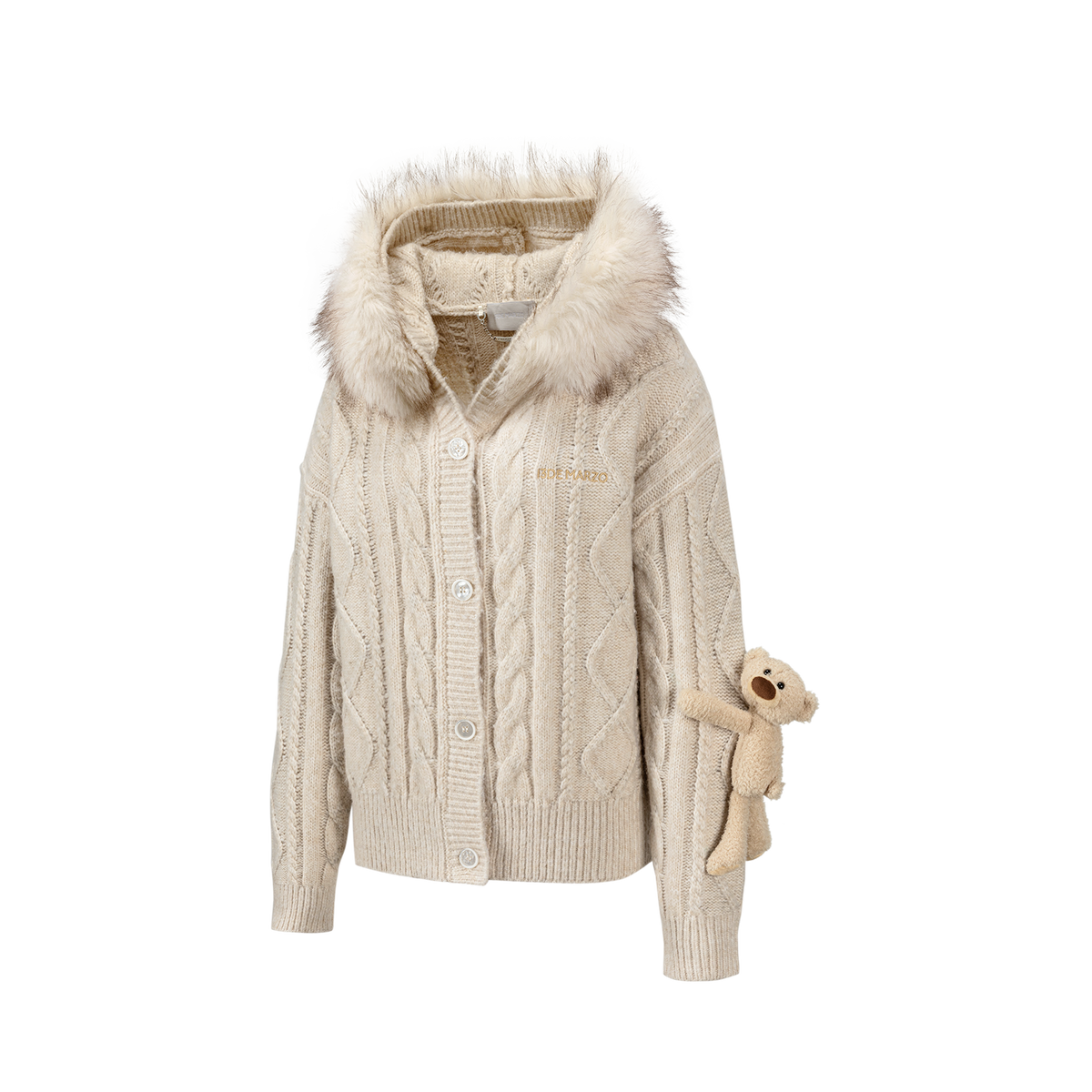 13DE MARZO Doozoo Hooded Cardigan Beige