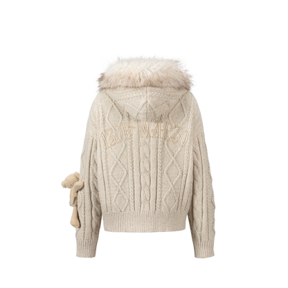 13DE MARZO Doozoo Hooded Cardigan Beige