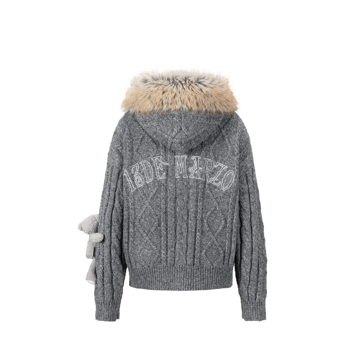 13DE MARZO Doozoo Hooded Cardigan Dark Grey