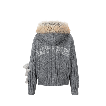 13DE MARZO Doozoo Hooded Cardigan Dark Grey