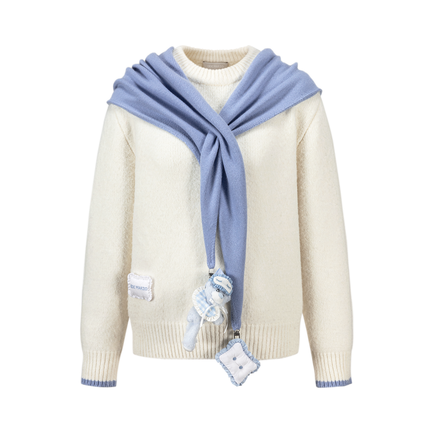 13DE MARZO Marzo Valley Cape Sweater White