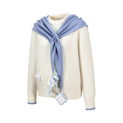 13DE MARZO Marzo Valley Cape Sweater White