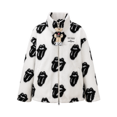 13DE MARZO Rolling Stones All-Over Print Coat White
