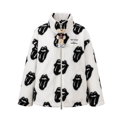 13DE MARZO Rolling Stones All-Over Print Coat White