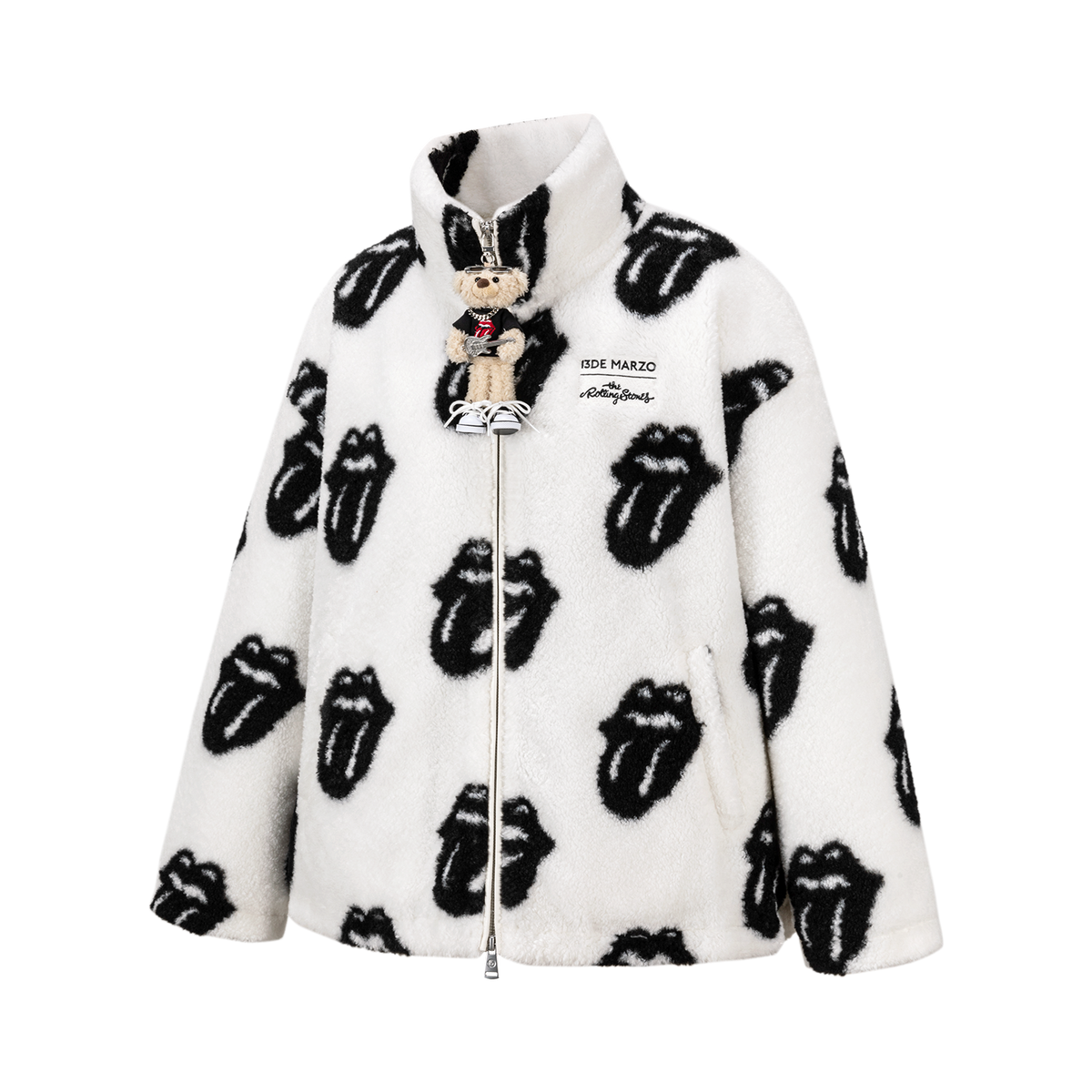13DE MARZO Rolling Stones All-Over Print Coat White