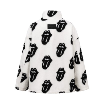 13DE MARZO Rolling Stones All-Over Print Coat White