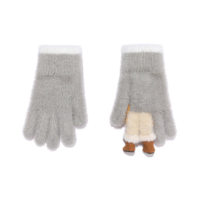 13DE MARZO Snow Bear Plush Gloves Grey - 13DE MARZO