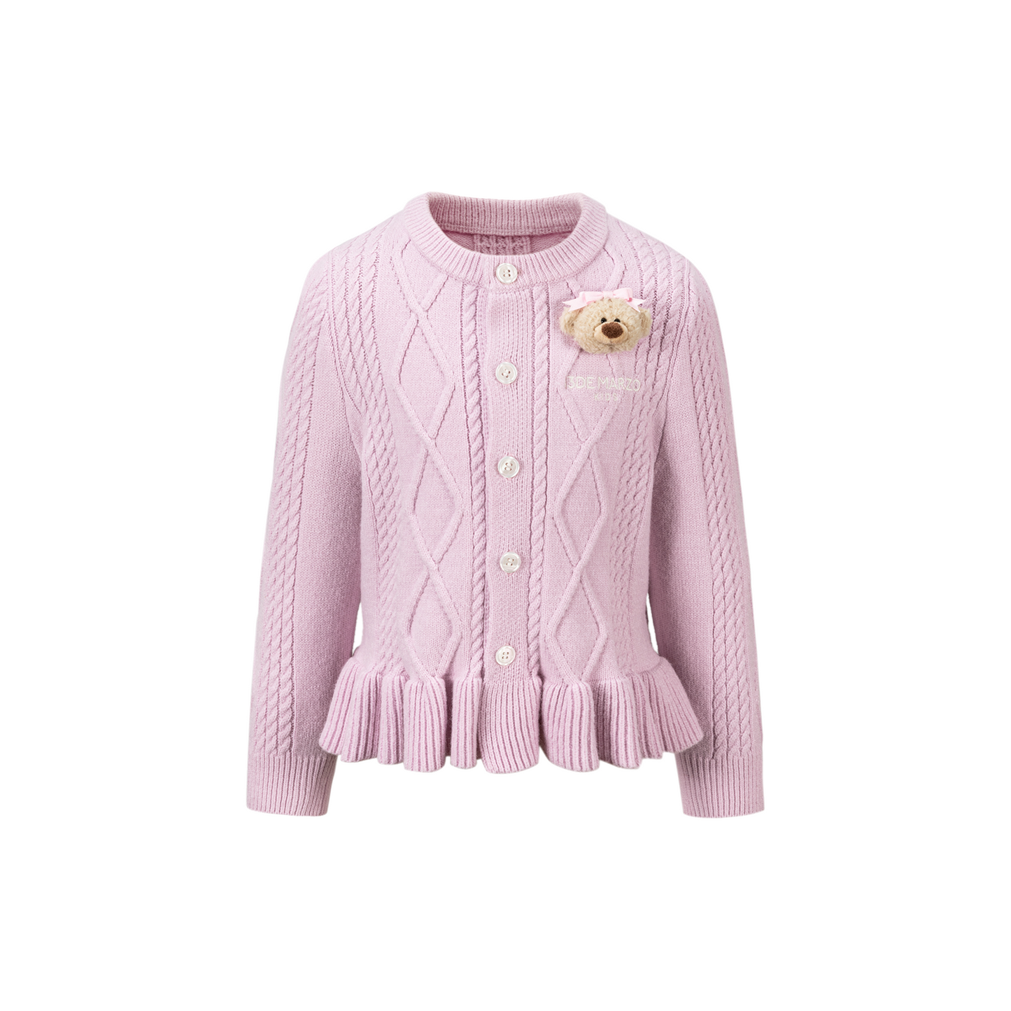 13DE MARZO BabyBear Flounce Knit Cardigan Pink