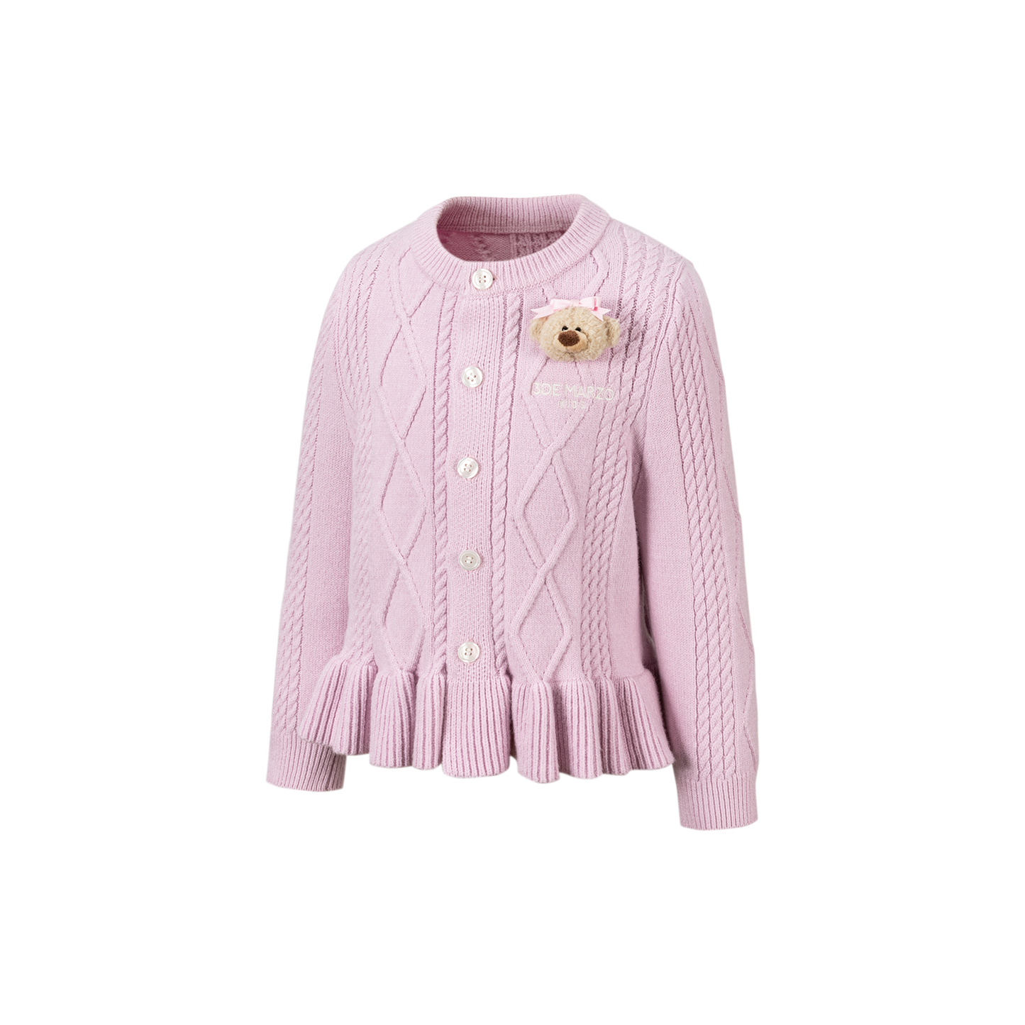 13DE MARZO BabyBear Flounce Knit Cardigan Pink
