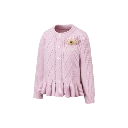 13DE MARZO BabyBear Flounce Knit Cardigan Pink
