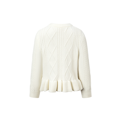 13DE MARZO BabyBear Flounce Knit Cardigan White