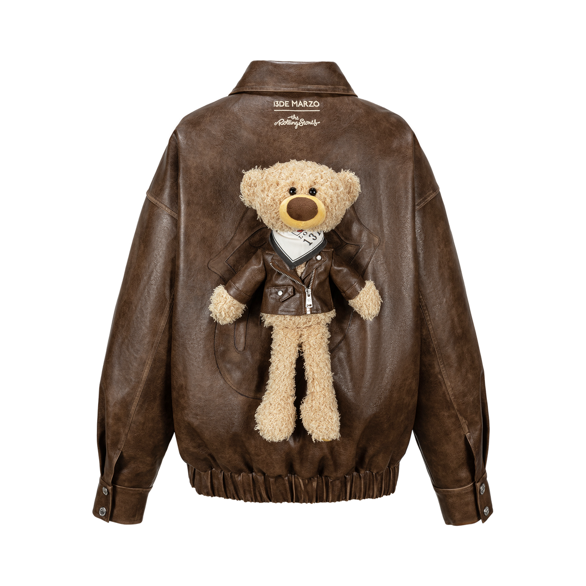 13DE MARZO Rolling Stones  Faux Leather Jacket Brown