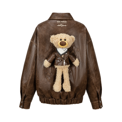13DE MARZO Rolling Stones  Faux Leather Jacket Brown