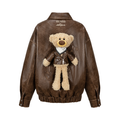 13DE MARZO Rolling Stones  Faux Leather Jacket Brown