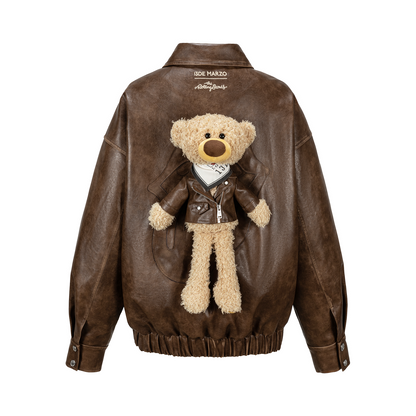 13DE MARZO Rolling Stones  Faux Leather Jacket Brown