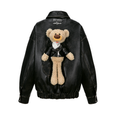 13DE MARZO Rolling Stones  Faux Leather Jacket Black
