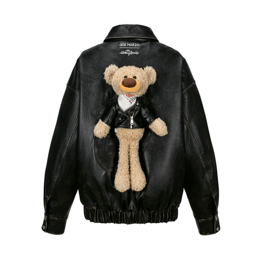 13DE MARZO Rolling Stones  Faux Leather Jacket Black