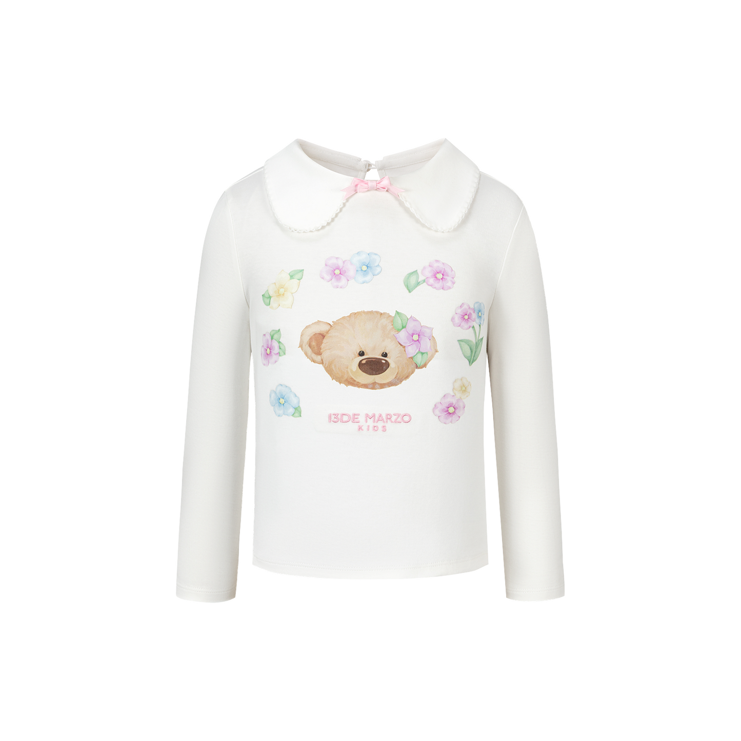 13DE MARZO BabyBear Floral Surround Long Sleeve White