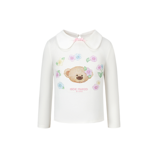 13DE MARZO BabyBear Floral Surround Long Sleeve White
