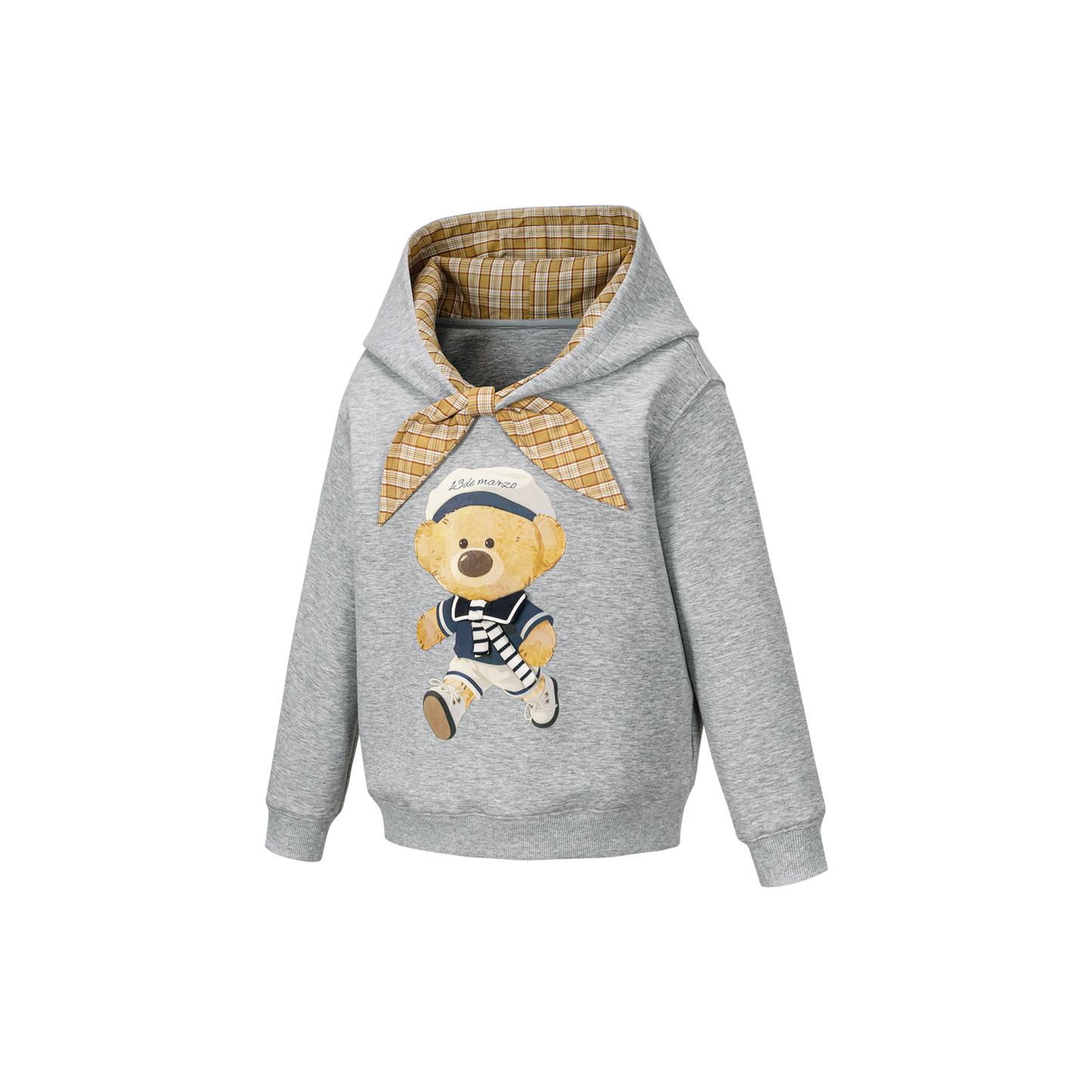 13DE MARZO Babybear Sailor Bear Illustration Hoodie Grey