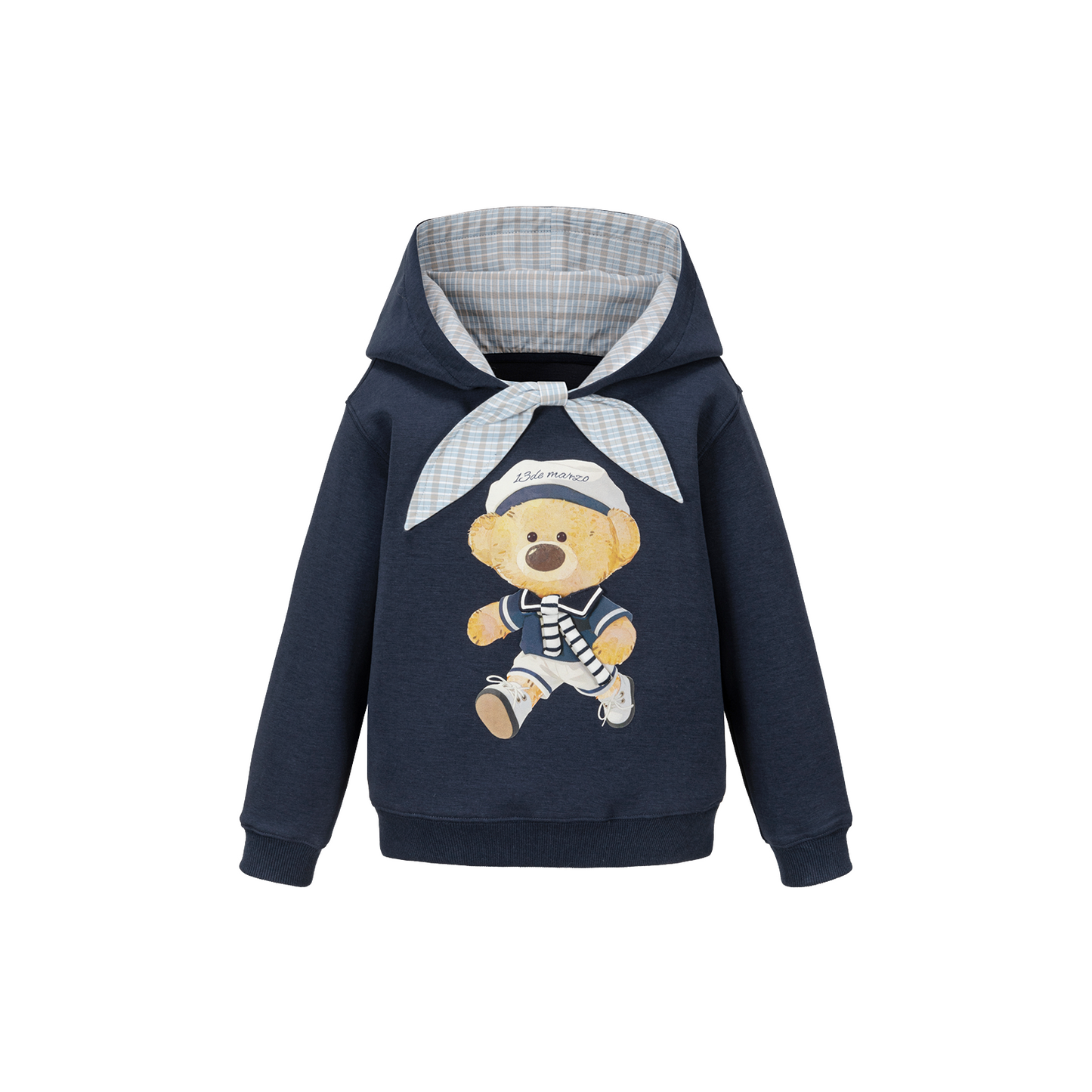 13DE MARZO Babybear Sailor Bear Illustration Hoodie Navy Blue