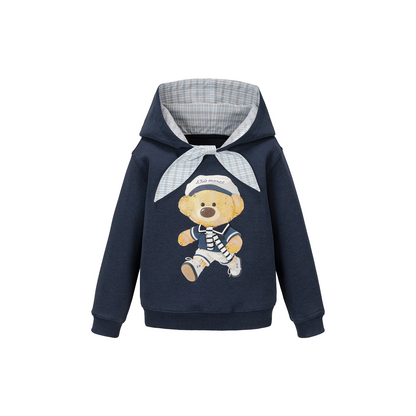 13DE MARZO Babybear Sailor Bear Illustration Hoodie Navy Blue